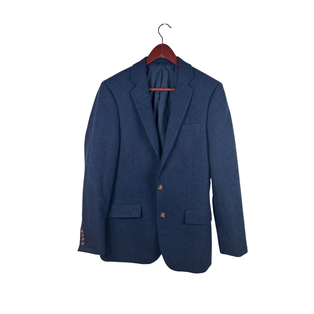 J.Crew Blazer 36R Thompson Blue Wool Blend Two Button Suit Blazer Sport Jacket